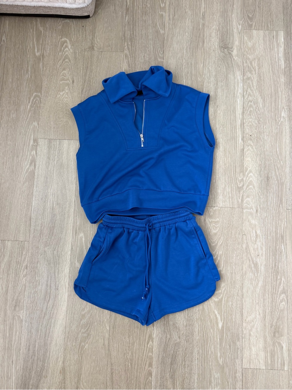 Papermoon Royal Blue Sleeveless Zip Collar Romper Set